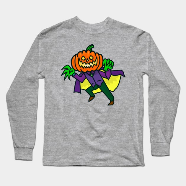 Jack O'Lantern in a Cape Long Sleeve T-Shirt by DangerHuskie